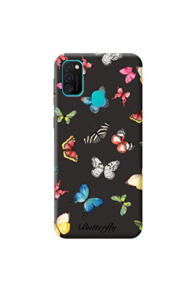 Other Samsung M21 Mixed Butterflys Black Colored Silicone TPU Θήκη