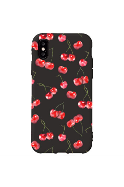 Other Apple iPhone Xs Max Cherries Black Colored Silicone TPU Θήκη