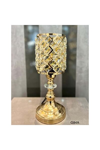 konak alışveriş G84.A-ABAJUR KRST.CAMLI TAŞLI GOLD-AYMET 36 cm yukseklık