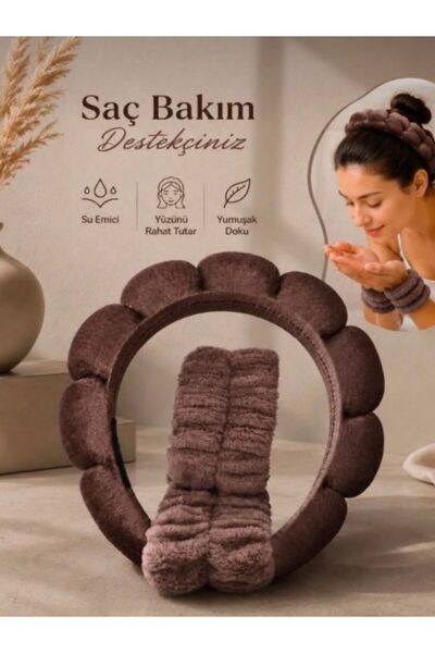 DOFİX Makyaj Tacı, Yüz Yıkama Taç ve Bileklik Seti, Saç Bandı, Havlu Bileklik...