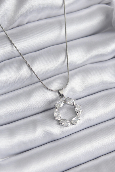 ARMÜZ 316L Steel Silver Color Zircon Stone Women's Necklace