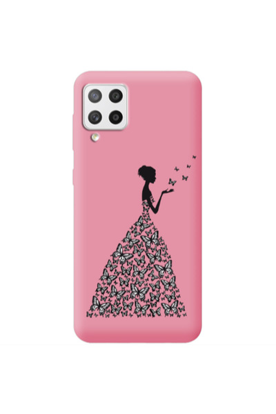 Other Samsung A42 5G Butterfly Girl Pink Colored Silicone TPU Θήκη