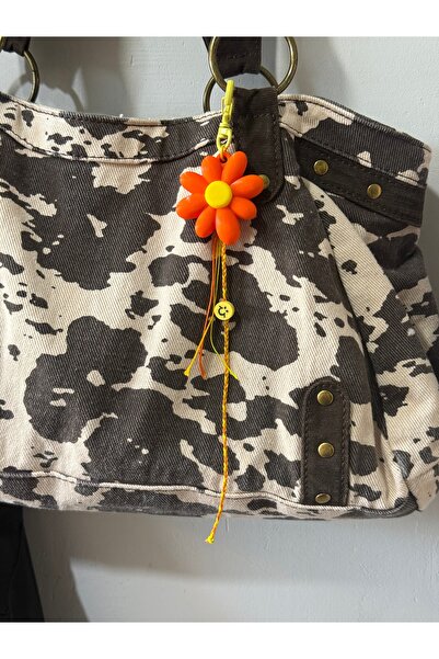 Sfenks. Orange Daisy Bag Charm – Handmade Drawstring Bag Ornament & Keychain ...
