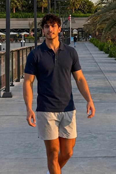 Maccali Tricou cu guler polo, brodat, albastru marin, pentru bărbați