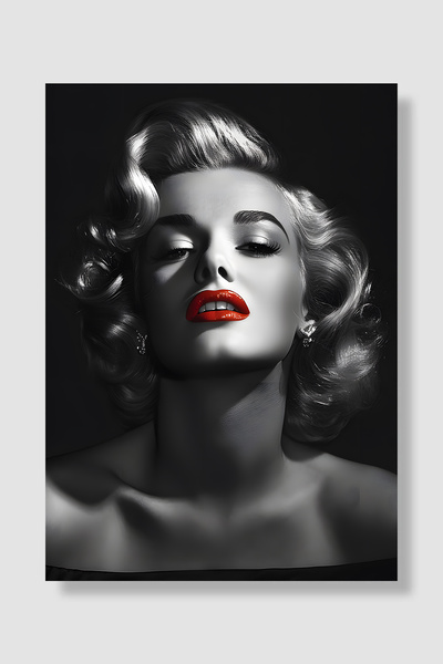 Luna Marissa Poster Merilin Monro, crno-beli, fotografija, detalj crvenih usa...