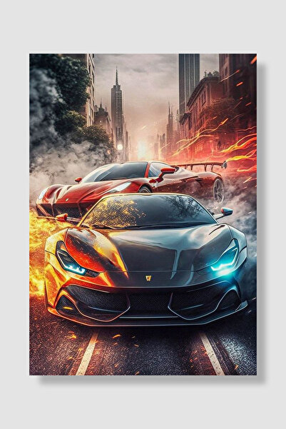 Luna Marissa Poster cu mașini Flaming Super Cars City Action Decor de perete ...