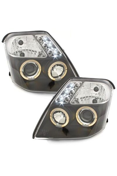 Citroen Μπροστινά φώτα C2 (2003-2008) angel eyes με LED - μαύρα, με λαμπτήρες...
