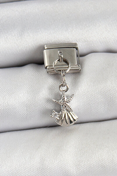 ARMÜZ 316L Steel Dangle Zircon Stone Starfish and Oyster Model Silver Color N...