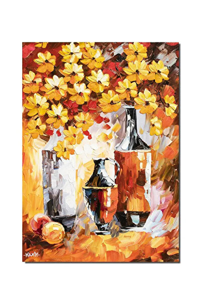 artnova Стилизирана ръчно рисувана картина, Натюрморт с цветя и плодове, 70x5...