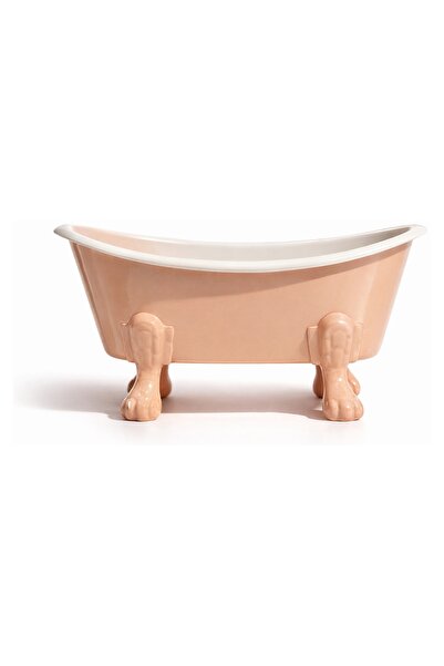DECORATIVE VINTAGE METAL SOAP DISH, SALMON