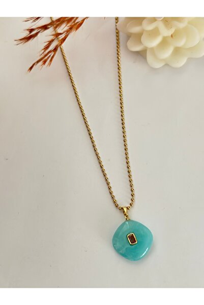 mibrillo Steel Dorica Chain Agate Stone Necklace Trend Necklace