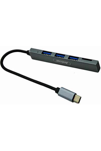 Andowl Διανομέας USB 3.0 3 θυρών με σύνδεση USB-C Γκρι Κωδικός: Q-HU806