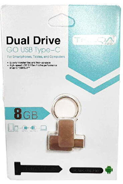 Treqa UP-02 8GB USB 3.0 Στικάκι με συνδέσεις USB-A & USB-C Καφέ