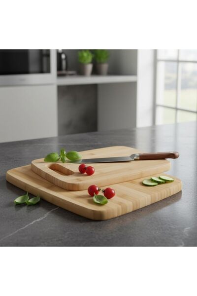 Yıldızan Albemo Set of 2 Bamboo Cutting Boards |   Large and Small Size Natur...