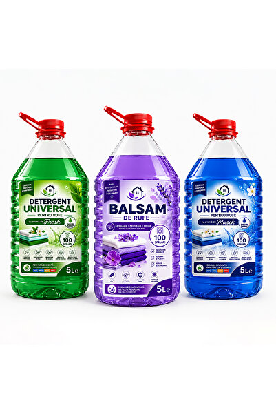wowclean.ro Pachet 3×5L – Detergent Fresh + Balsam Lavandă + Detergent Musck