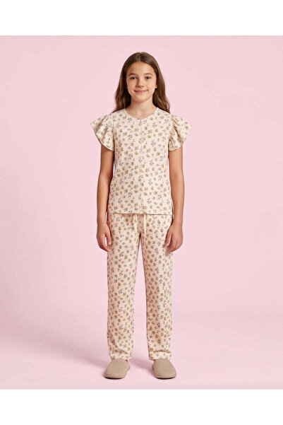 REDTAG Senior Girl Ivory Floral Pyjama Set