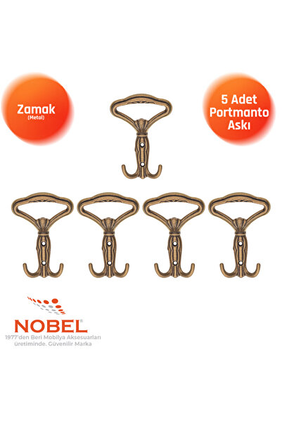 Nobel Klasik Portmanto Askısı, Metal Vestiyer Askısı, Antik Sari, Duvar ve Do...