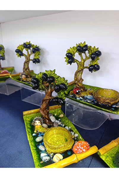 Efe El Yapımı Epoksi Zeytin Ağacı Mumluk ve Tütsülük – Dekoratif Tealight Mum...