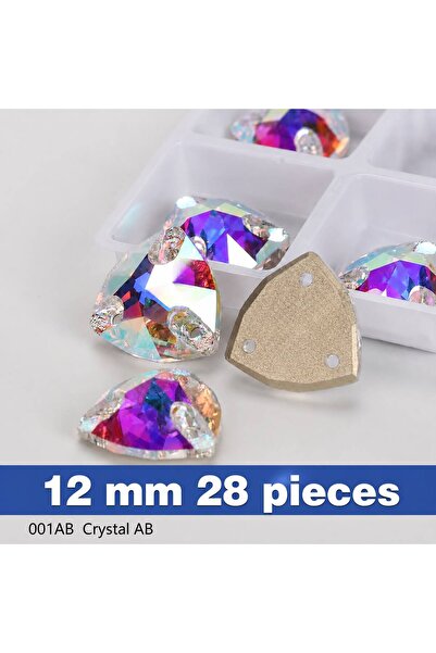 Trilliant Dikilebilir Cam Kristal Taş Crystal AB 12 mm – 28 Adet Üçgen Kristal Taş