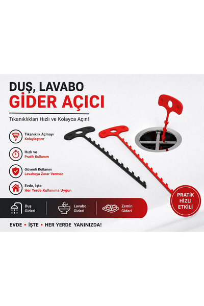 Duş ve Lavabo Gider Temizleme Aparatı (3 Adet)