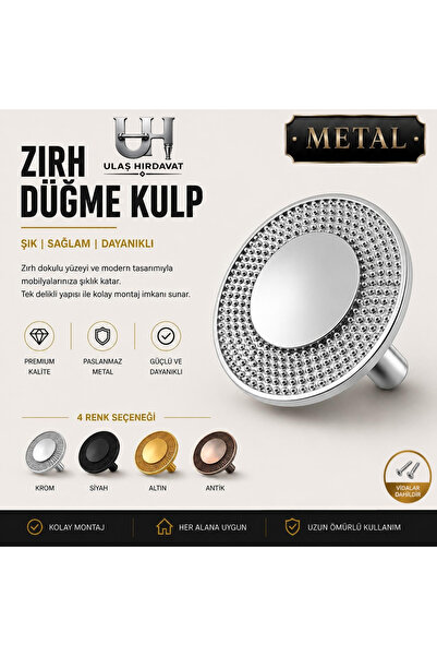 Ulaş Hırdavat METAL Kulp Zırh Model Yuvarlak Tasarım Lüks Dolap Çekmece Kulpu...