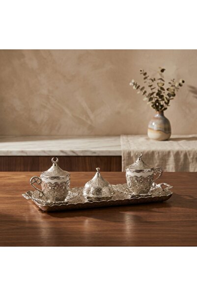 Generic Luxury 2-Person Turkish Coffee Set in Elegant Ottoman Style with Sauc...