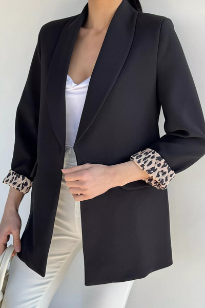 Aryena Black Perry Women's Shawl Collar Lined Jacket
