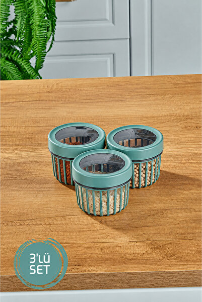 Stile Cucina 3-Piece Linea Round Storage Container 0.50 Liter Green