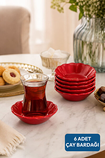 Alezy 651 Termostar Melamin Çay Tabağı 10,5cm 6'lı Set Kırmızı