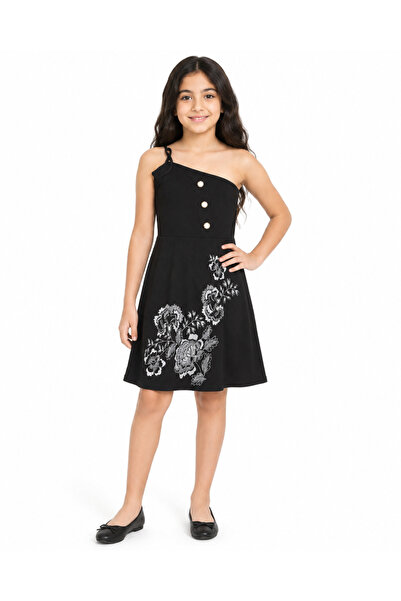 Generic Girls One Shoulder Floral Print Dress with Front Button Detail | Age ...
