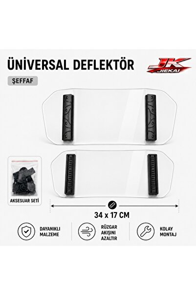 JİEKAİ ŞEFFAF 34 X 17 Aynasız Universal Çift Bağlantılı Asansörlü Deflektör