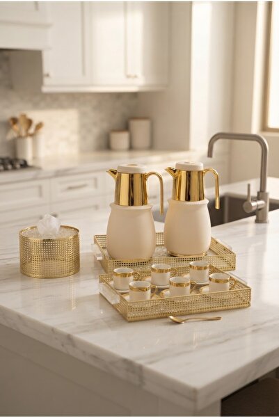 Generic Luxury Tea and Coffee Set with Serving Trays and Tissue Box Elegant a...