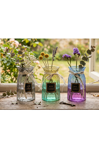 konak alışveriş Cm033 -Glass Vase Colorful Small 18cm 1 Piece