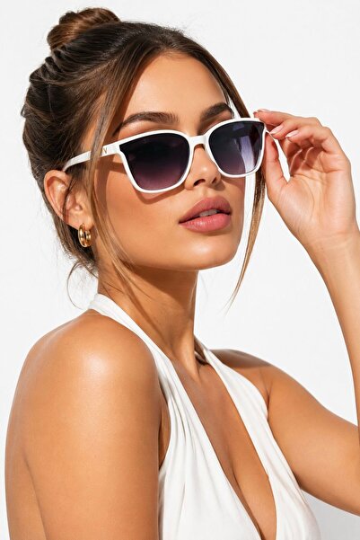 Nilu Moda VİOLANTİN KADIN BEYAZ GÜNEŞ GÖZLÜĞÜ