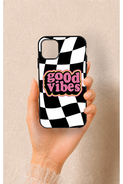Vip Case iPhone 11 Uyumlu Black Good Vibes Desenli Silikon Kılıf