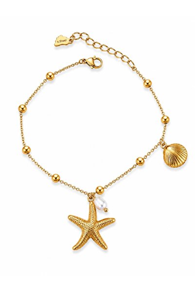CHARMLUCKY Steel Starfish Charm Anklet
