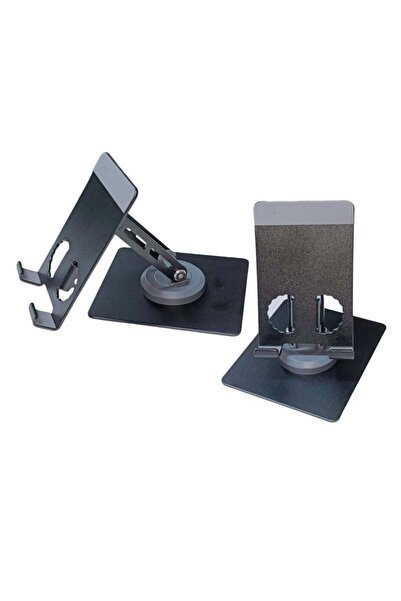 Generic Foldable & 360° Rotatable Mobile & Tablet Stand for Table, Multiple Height & Angle Adjustments, Stable Metal Base, Portrait/Landscape Modes for Video Calls & Movies