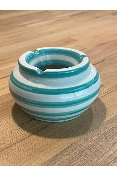 VonaHome Ceramic Ashtray Green/Black/Gray Striped - Ø11X6,5Cm
