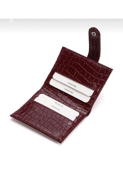 Pratsska Burgundy Crocodile Leather Card Holder Wallet |   Slim Design Multi-Compartment Card Holder with Snap Closure