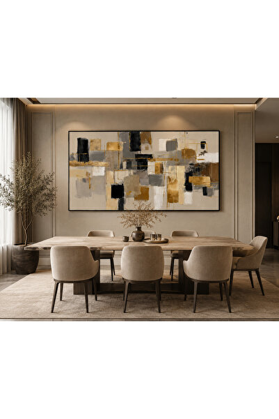 lawhat A Modern Abstract Painting That Perfectly Balances Quiet Gold Accents ...