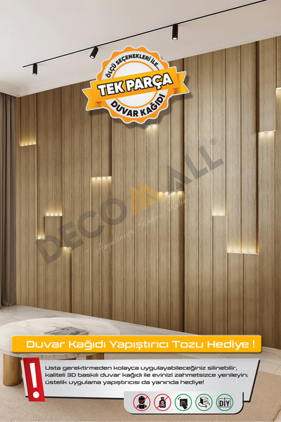 DECOMALL (TV-70) TV Arkası Duvar Kağıdı Tek Parça 3D Çita Mermer Görünümlü Sa...