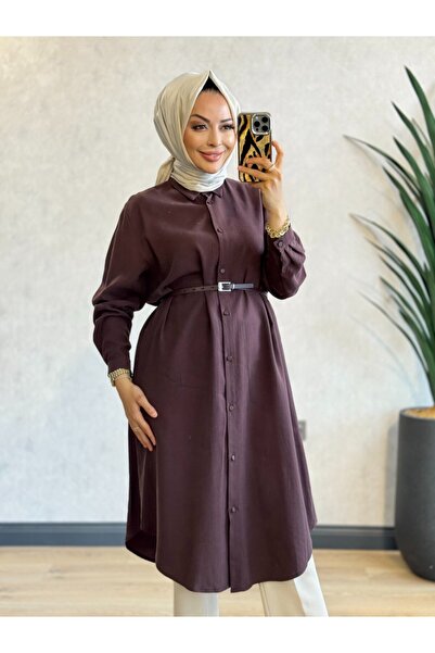 ALANURMODA 1009-2 Λονδρέζικο λινό τουνίκ δαμασκηνί