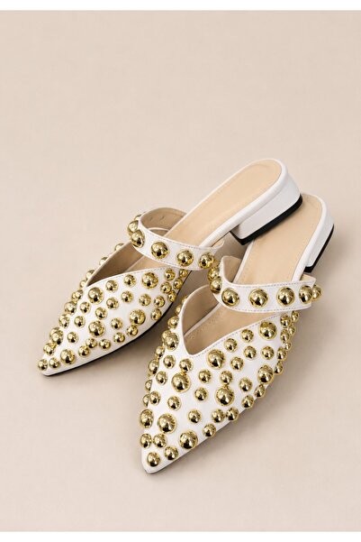 Gezegen 3970 Studded Slippers White