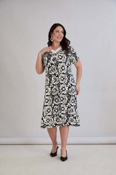 kısmet sepeti Women's V-Neck Guipure Detailed Viscose Fabric Patterned Stylis...
