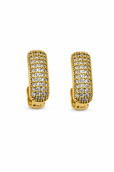 Jack Ferrero Zircon Stone Yellow Color Stylish Hoop Earrings Women's Bijouter...