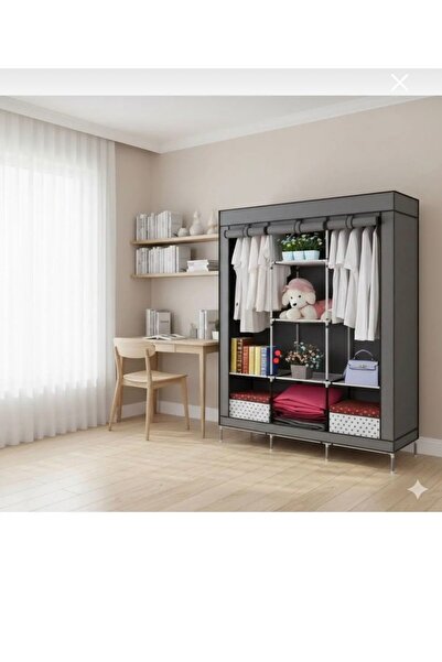 Binshihon Home Clothes Closet (Wardrobe) Made of Fabric, Color Noor Dark Gray...