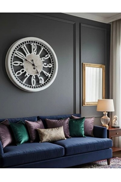 Binshihon Home ساعة حائط فاخرة بطابع كلاسيكي، لون ابيض