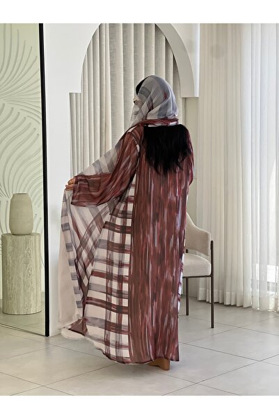 elegant veil A-Line Cut Padded Chiffon Abaya and Scarf with Turban