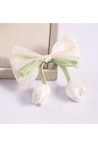 Jeevee Lale Model Ribbon Clip-On Hairpin - Satin Organza Lale Detailed Alliga...