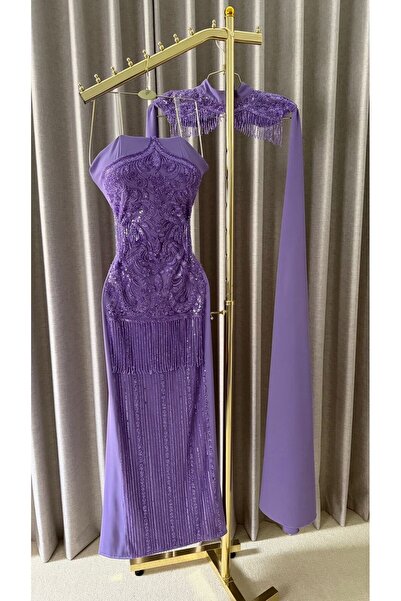 NUHAIRa Beaded Tulle Evening Dress